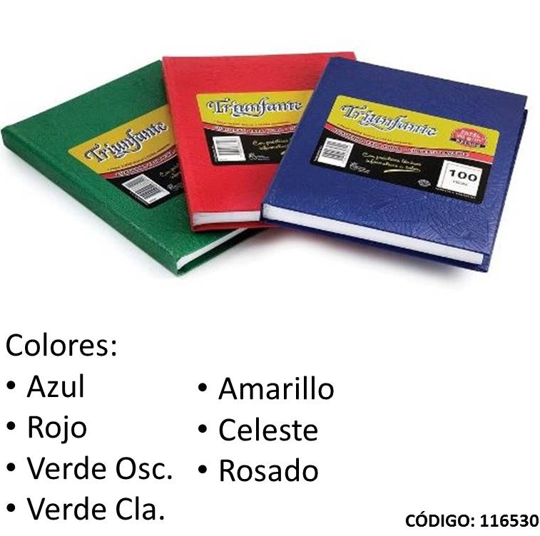 CUADERNO TAPA DURA TRIUNFANTE  RAYADO x100hjs.  (L116530)