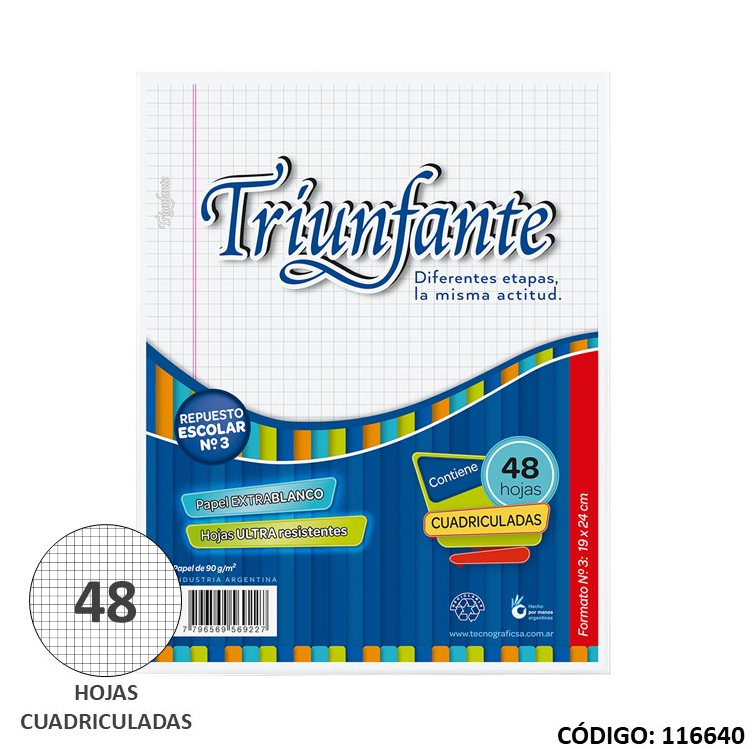 REPUESTO N3 TRIUNFANTE CUADRICULADO x48hjs. (L116640)