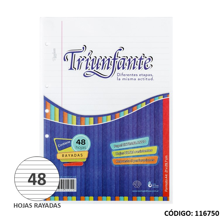REPUESTO A4 TRIUNFANTE RAYADO X48hjs. (L116750)