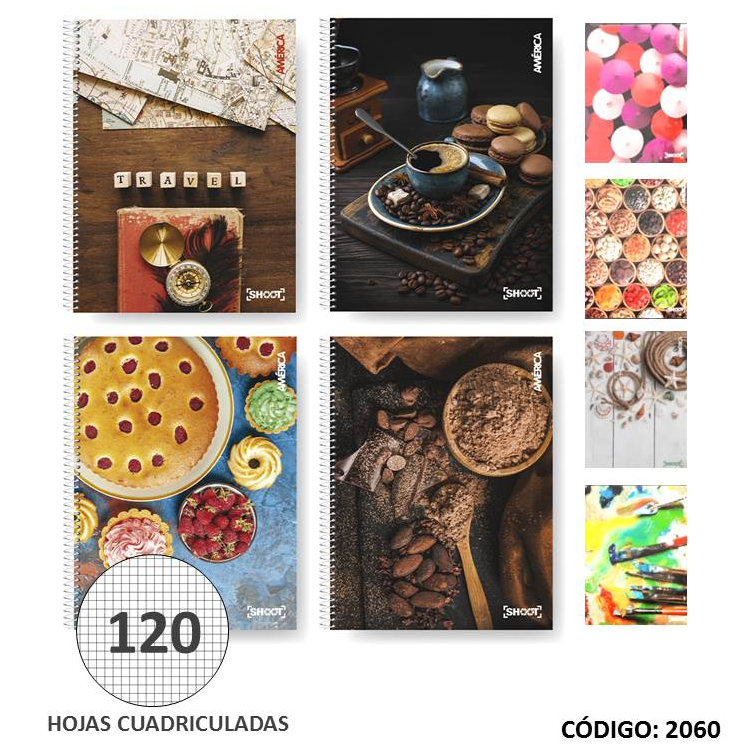 CUADERNO A4 TAPA DURA AMERICA SHOOT CUADRICULADO  X120 HOJAS (L2060)