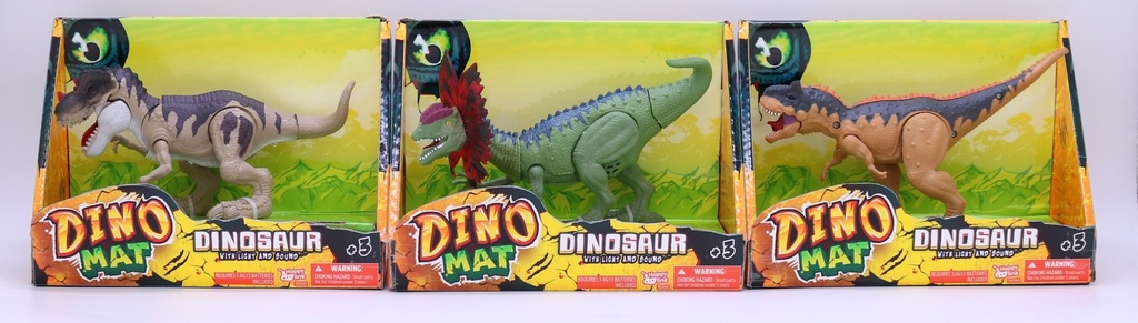 DINOMAT DINOSAURIO 23CM CON LUZ Y SONIDO MODELOS VARIOS (J75129)
