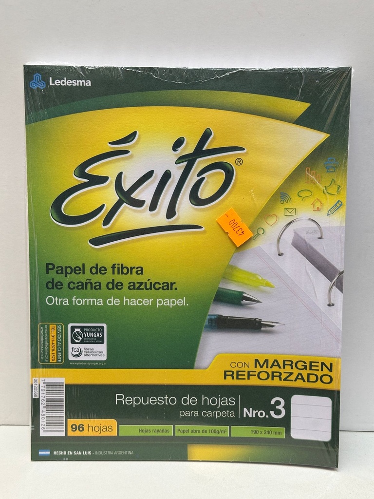REPUESTO N3 EXITO MARGEN REFORZADO RAYADO x 96hjs. (L43700)