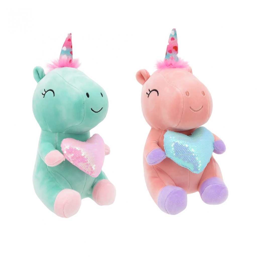 PELUCHE UNICORNIO CON CORAZON 25CM. (G80047)