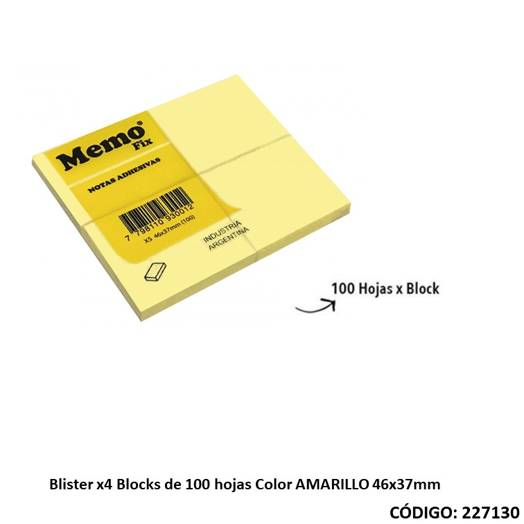 MEMO FIX XS AMARILLO x100hjs (L227130)