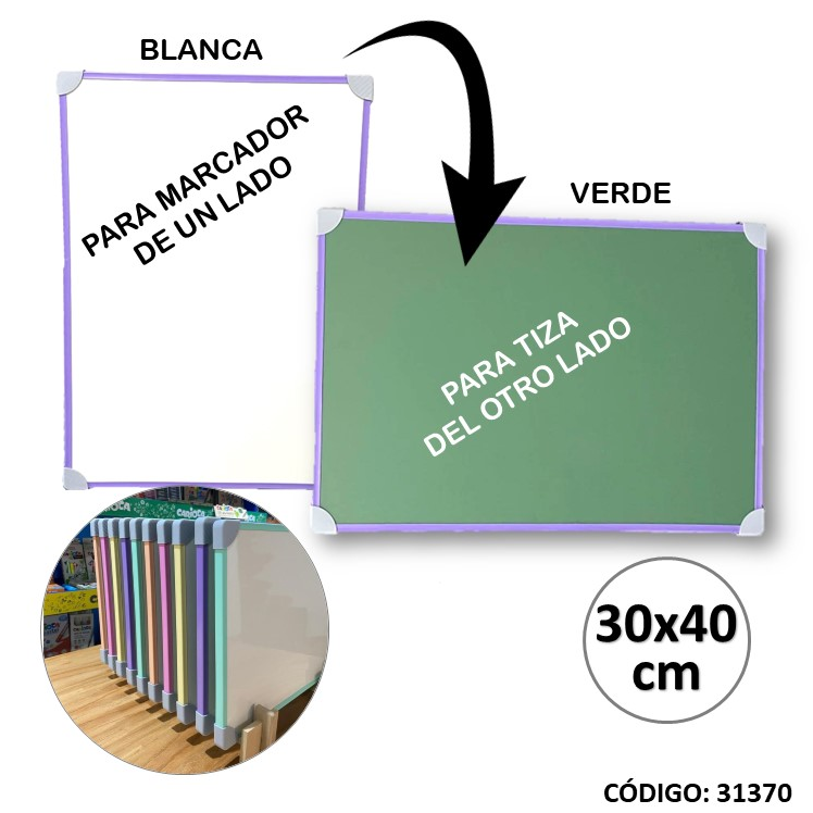 PIZARRA LIGGO 2 EN 1 30X40CM. BLANCA/VERDE (L31370)