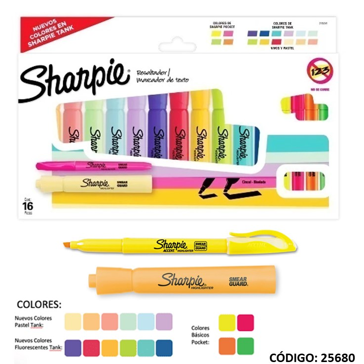 SET RESALTADOR SHARPIE X16 COLORES (L256800)