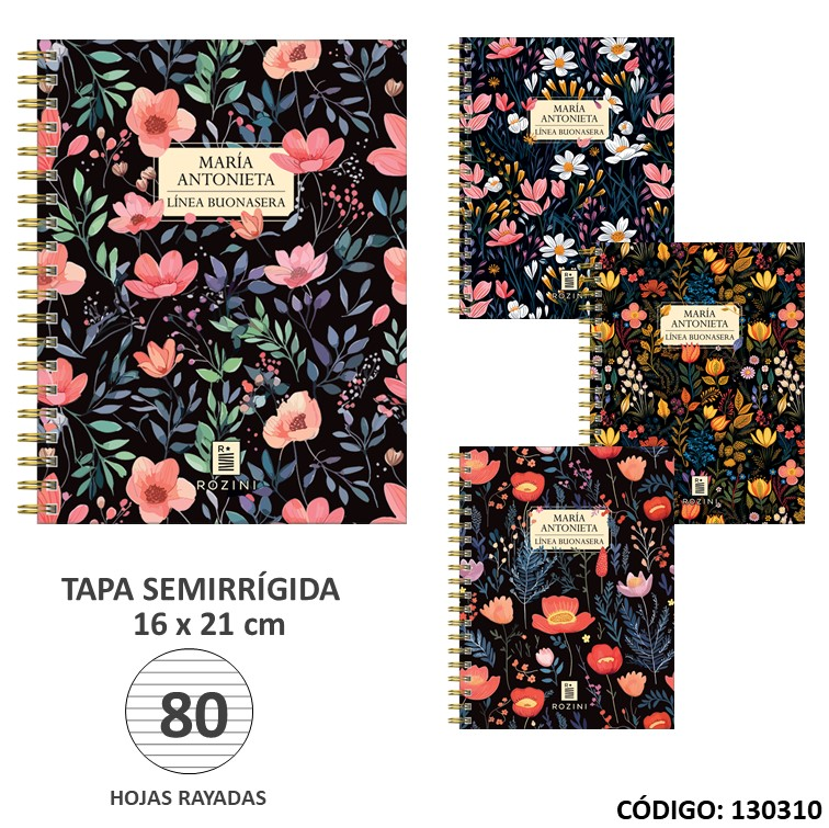 CUADERNO TAPA SEMIRIGIDA 16X21 ROZINI BONASERA RAYADO X90hjs. (L130310)