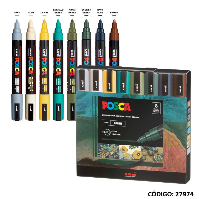 MARCADOR UNI POSCA 5M X8 COLORES TIERRA (L27974)