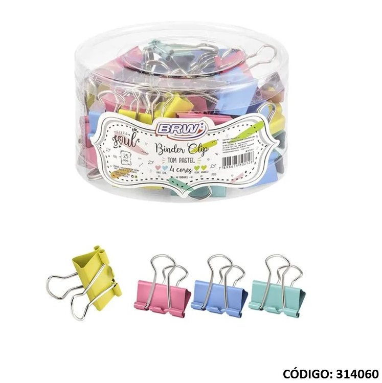 APRIETA-PAPEL BRW BINDER CLIP PASTEL 25mm.(L314060)