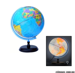 [L200130] GLOBO TERRAQUEO 25cm MADERA CON LUZ  (L200130)