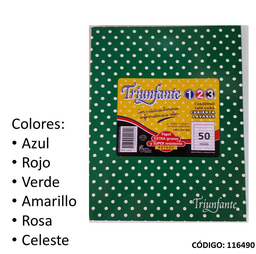 CUADERNO TAPA DURA TRIUNFANTE LUNARES 123 RAYADO x48h  (L116490)