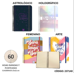 [L237140] CUADERNO CON ESPIRAL 16X21 60hj. BULLET (L237140)