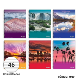 [L4020] CUADERNO ESPIRAL 16X21 AVON RAYADO X46hjs. (L4020)