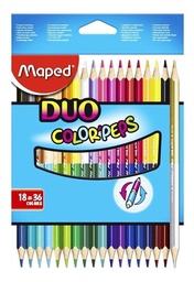 [L17596] LAPICES COLOR MAPED BICOLOR LARGO X18 COLORES (L17596)