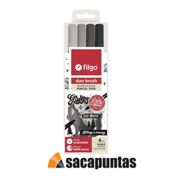 [L34194] MARCADOR FILGO DUO BRUSH DOBLE PUNTA X4 GRISES (L34194)