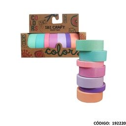 [L192220] CINTA WASHI TAPE IBI CRAFT x 7 UNIDADES PASTEL (L192220)