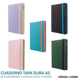 [L125000] CUADERNO TAPA DURA A5 MOOVING X80hjs. RAYADO (L125000)