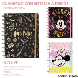 CUADERNO A4 TAPA DURA MOOVING A DISCOS LICENCIA X80hjs. RAYADO (L125600)