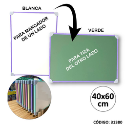 [L31380] PIZARRA LIGGO 2 EN 1 40X60CM. BLANCA/VERDE (L31380)