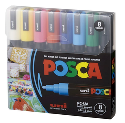 [L298720] MARCADOR POSCA 5M 2.5MM PUNTA CONICA X8 COLORES (L298720)