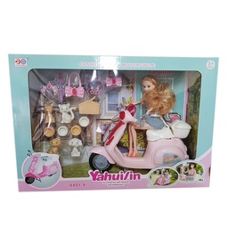 [G22769] MUÑECA CON MOTO Y MASCOTA EN CAJA (G22769)