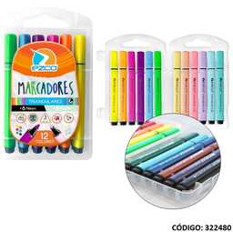 [L322480] MARCADORES EZCO TRIANGULARES X12 NEON + PASTEL (L322480)