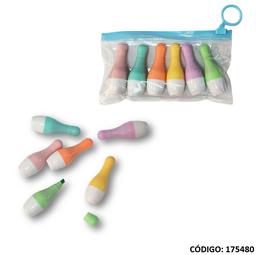 [L175480] RESALTADOR MINI BOWLING X6 COLORES (L175480)