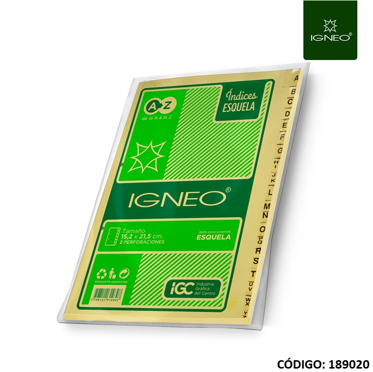 INDICE IGNEO 502 PARA CARPETA ESQUELA (L189020)