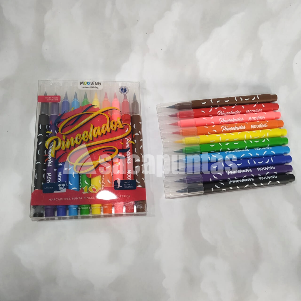 MARCADOR PUNTA PINCEL MOOVING COLORING X10 COLORES (L19211)