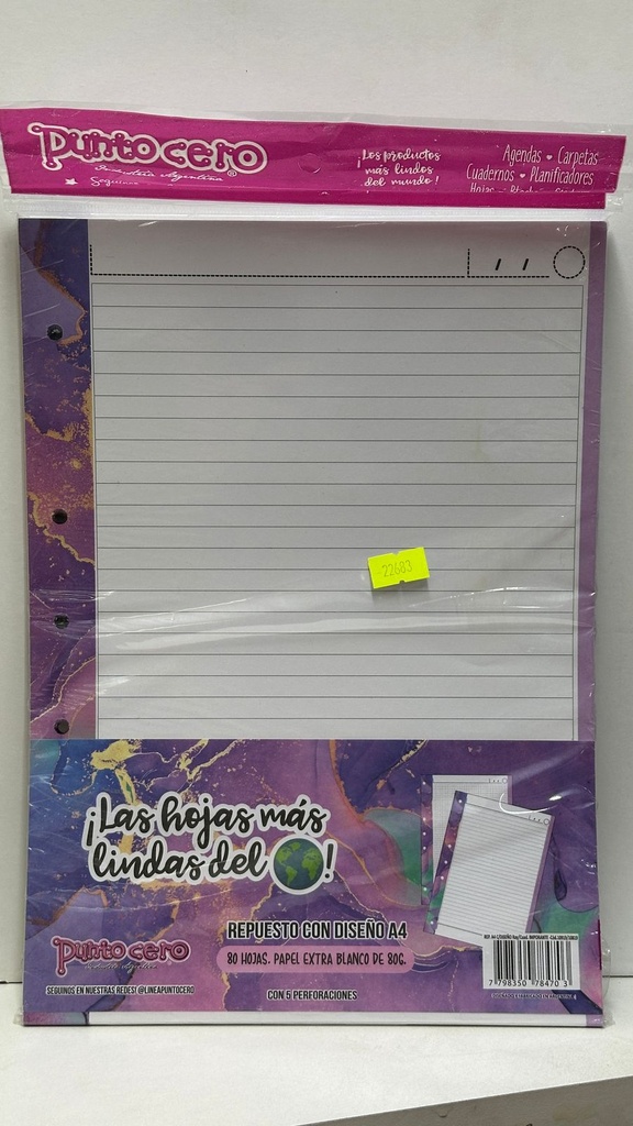 REPUESTO A4 PUNTO CERO RAYADO x 80hjs. (L22683)