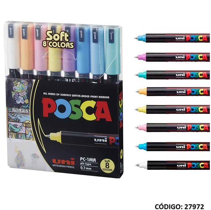 MARCADOR UNI POSCA PC-1 0.7mm. X8 COLORES PASTEL (L279720)