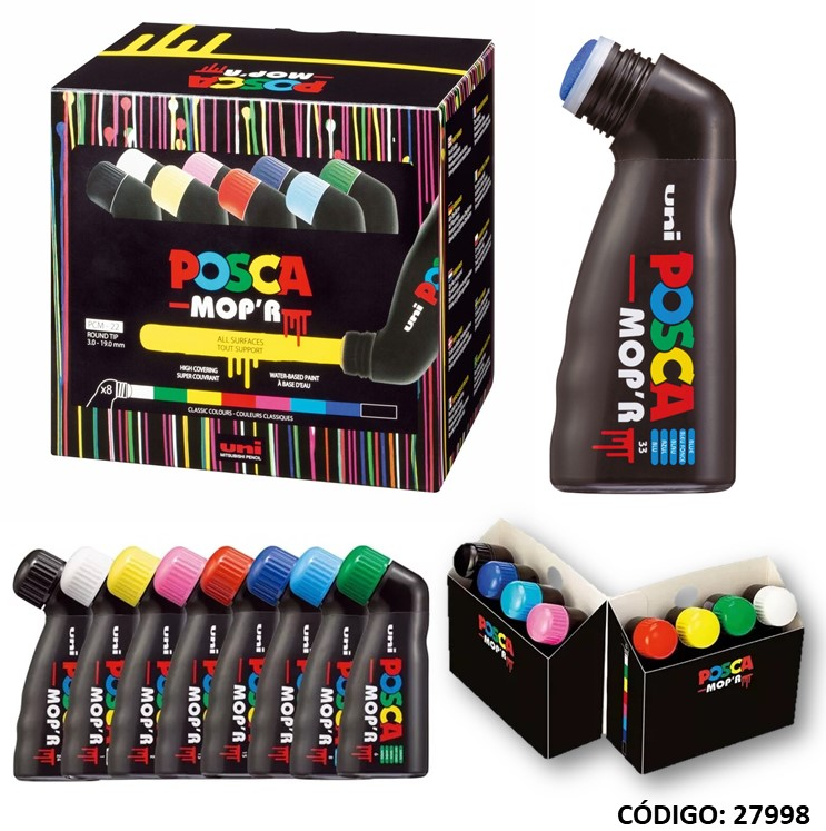 MARCADOR UNI POSCA PCM-22 MOPR 19mm. X8 COLORES (L27998)