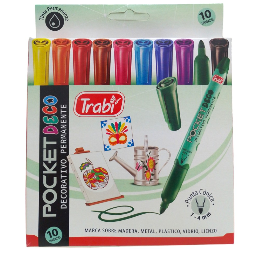 MARCADOR TRABI POCKET DECO X10 COLORES (L27463)