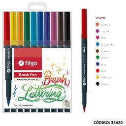 [L35420] FIBRA FILGO PINCEL TRAZO GRUESO X10 COLORES (L35420)