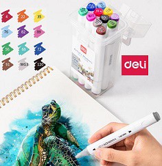 [L21390] MARCADOR DELI DOBLE PUNTA BOX X12 COLORES (L21390)