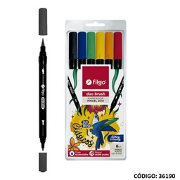 [L36190] FIBRA PINCEL FILGO TRAZO GRUESO DOBLE PUNTA X6 COLORES CLASICOS (L36190)