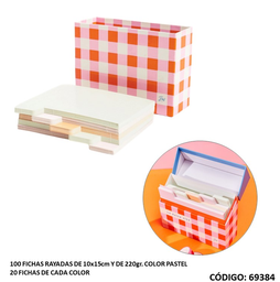 [L69384] FICHERO FW 100 FICHAS RAYADO PASTEL (L69384)